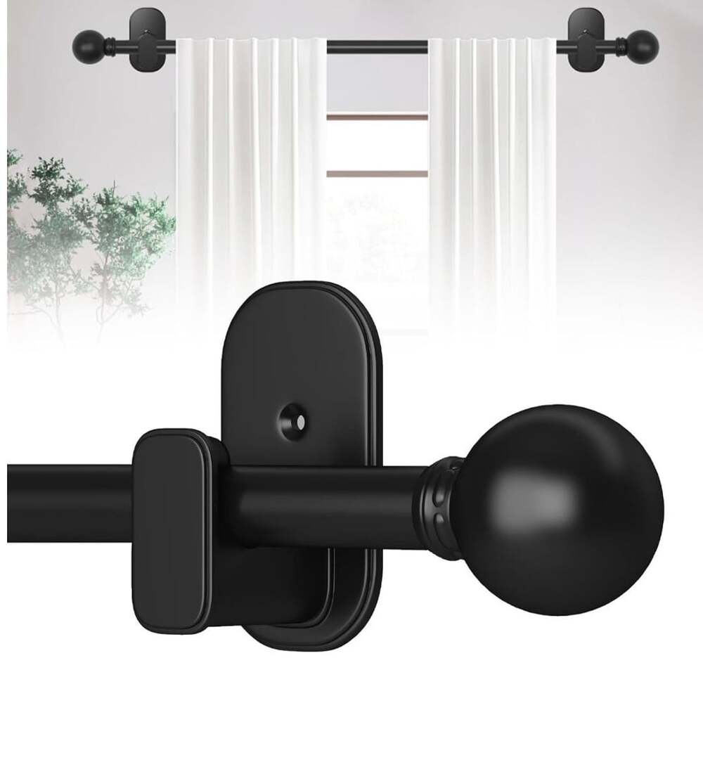 TKZTKZ Curtain Rods No Drilling Black 36-88 Inches